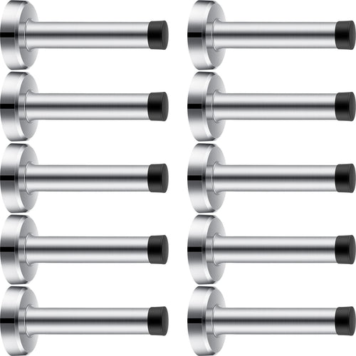 10 Pack Door Stoppers Black Matte Bottom Of Door Stops 304 Stainless Steel 3.5' Heavy Duty Wall Bumper With Rubber Tip Bumper P