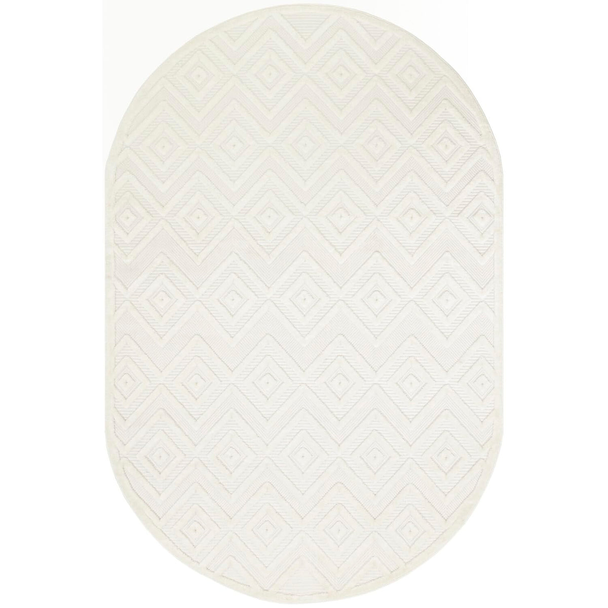 Nourison Versatile Indoor/Outdoor Ivory White 6' X 9' Oval Area Rug, Easy Cleaning, Non Shedding, Bed Room, Living Room, Dining