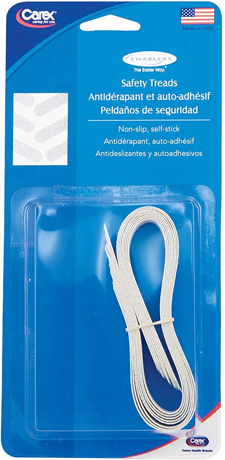 Carex Adhesive Safety Treads - Includes Eight Non Slip Adhesive Strips - Waterproof & Mildew Resistant - For Use As Non Slip Bat