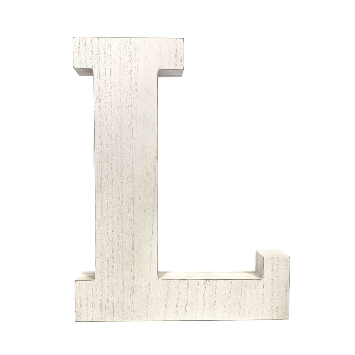 HomeRoots 16' Distressed White Wash Wooden Initial Letter L Sculpture