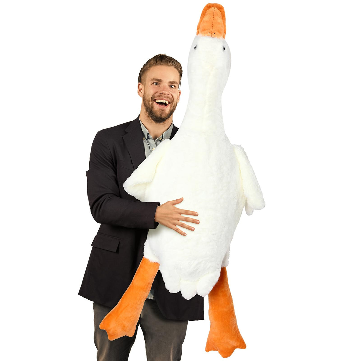 Lenwen 63 Inch Giant Goose Stuffed Animal Large Stuffed Duck Plush Toy Big Soft Duck Animals Cute Goose Pillow Birthday Party Gi