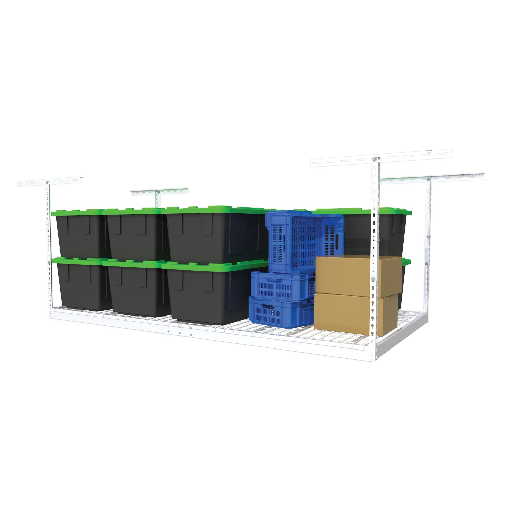 MonsterRax Overhead Garage Storage Rack - 4 x 8 Ceiling Shelving, Adju ...
