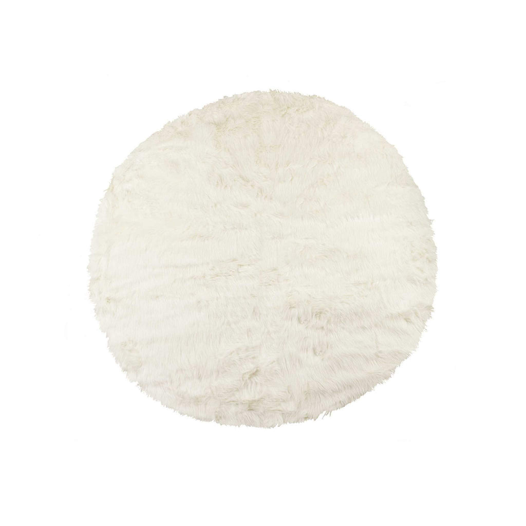 HomeRoots Acrylic Plush, Polyester Arlington Circular Faux Fur Rug 6' Diameter - Off White