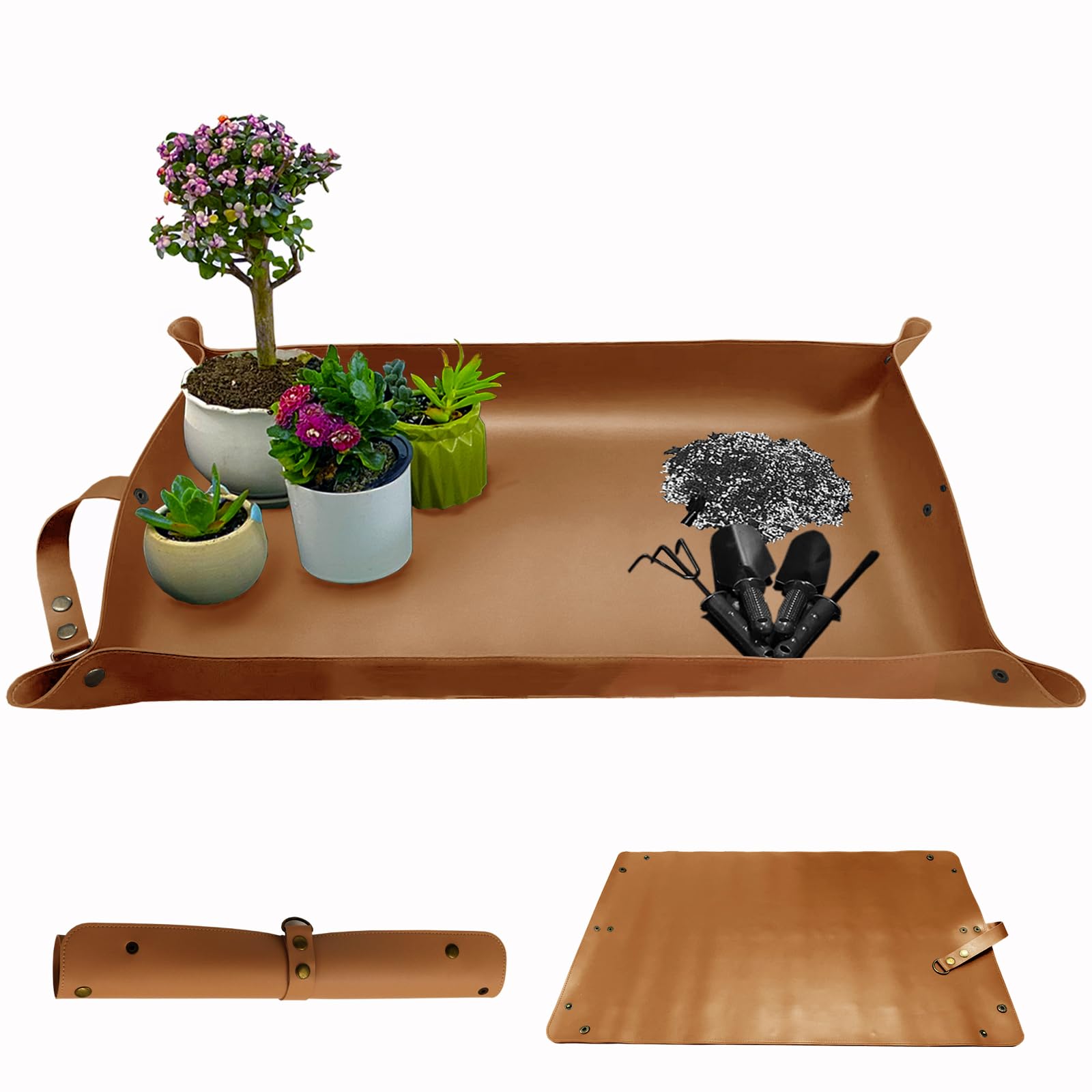 Plant Repotting Mat,Waterproof Leather Plant Transplanting Mat,Indoor Succulent Potting Mat For Change Soil And Watering,Portabl
