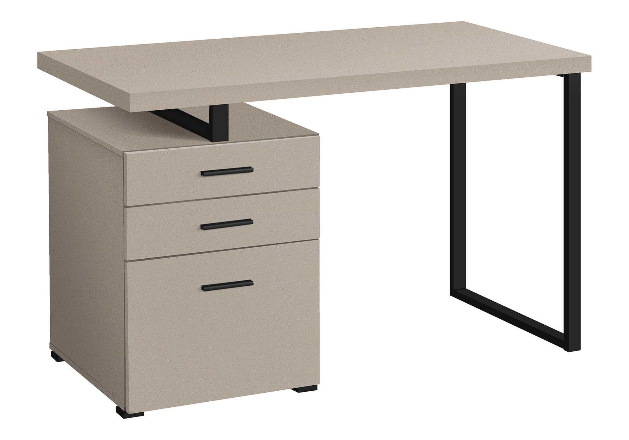 Monarch Specialties I 7644 Computer Desk, Home Office, Laptop, Left, Right Set-up, Storage Drawers, 48' L, Work, Metal, Laminate, Beige, Black, Contemporary