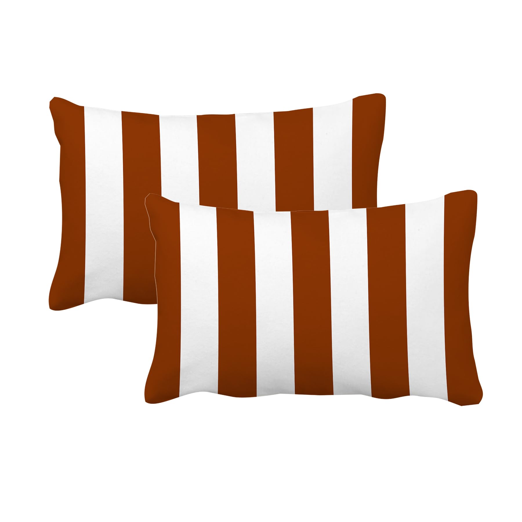 Leaveland Burnt Orange And White Stripe Set Of 2 12X20 Inch Throw Pillow Cover Rust Brown Terracotta Striped Decorative Soft Cus