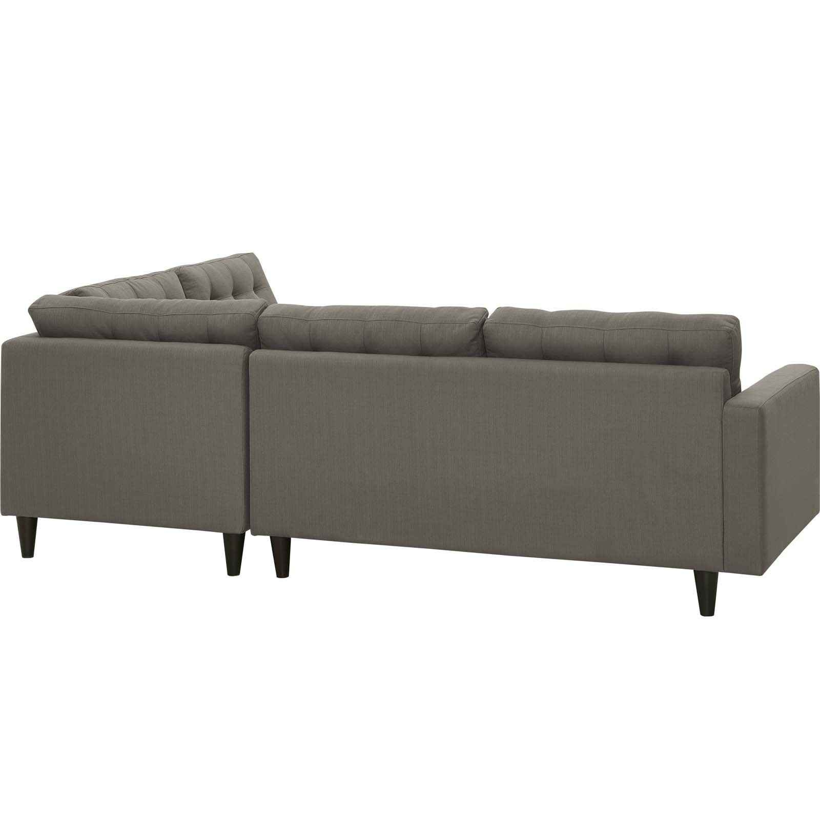 Modway Empress Mid-Century Modern Upholstered Fabric, Right Facing Bumper Sectional, Granite