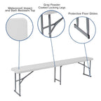 Flash Furniture Talbott 10.25''W x 71''L Bi-Fold Granite White Plastic Bench with Carrying Handle