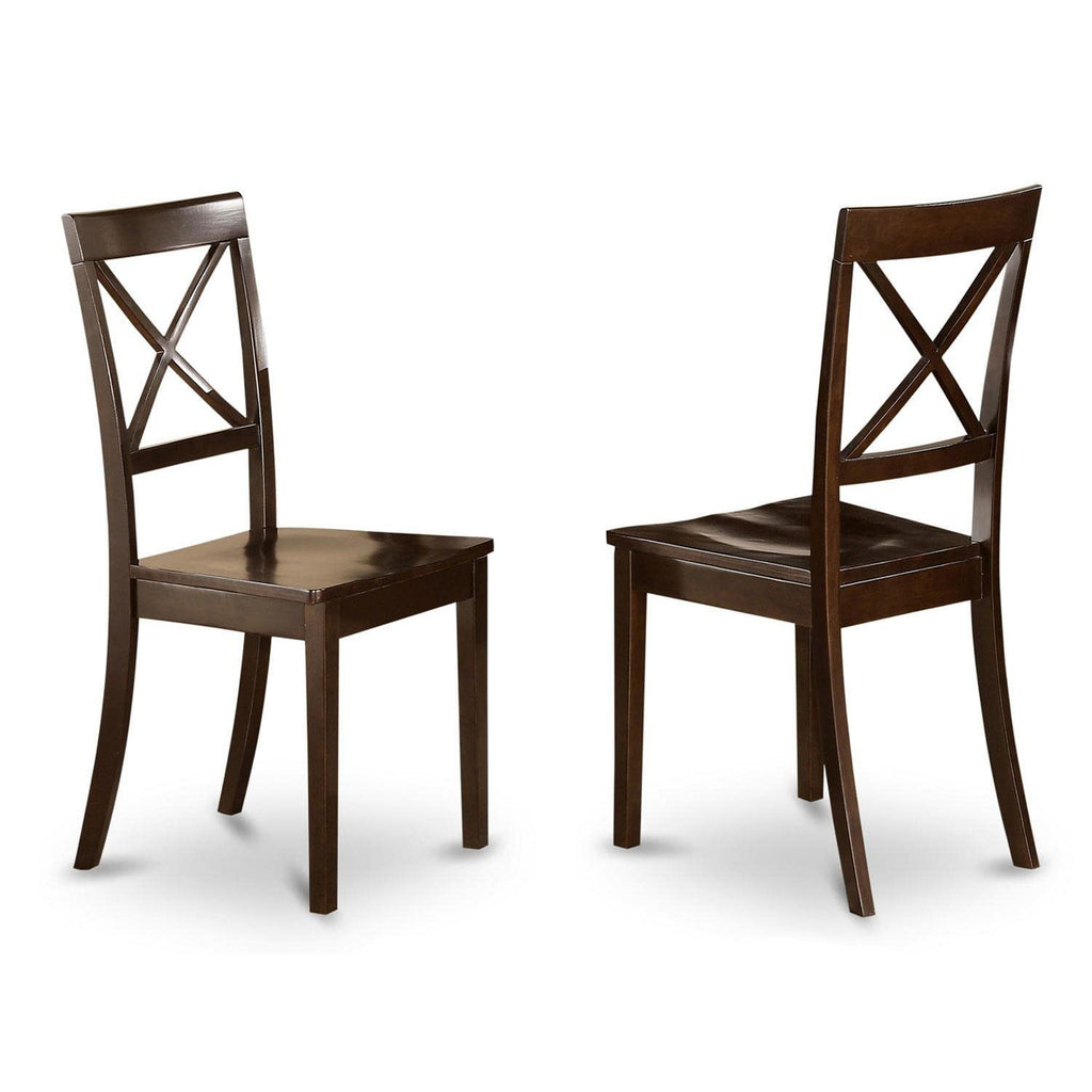 East West Furniture BOST3-CAP-W 3 Piece Modern Dining Table Set Contains a Round Kitchen Table and 2 Dining Chairs, 42x42 Inch, Cappuccino