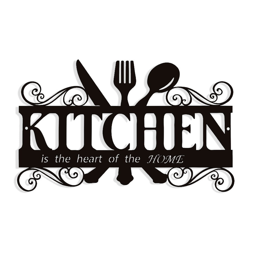 Metal Rustic Kitchen Decor Signs Decoraions For Wall, Country Farmhouse Decoration for Dining Room, 13.8 x 8.8 Inches (Black)