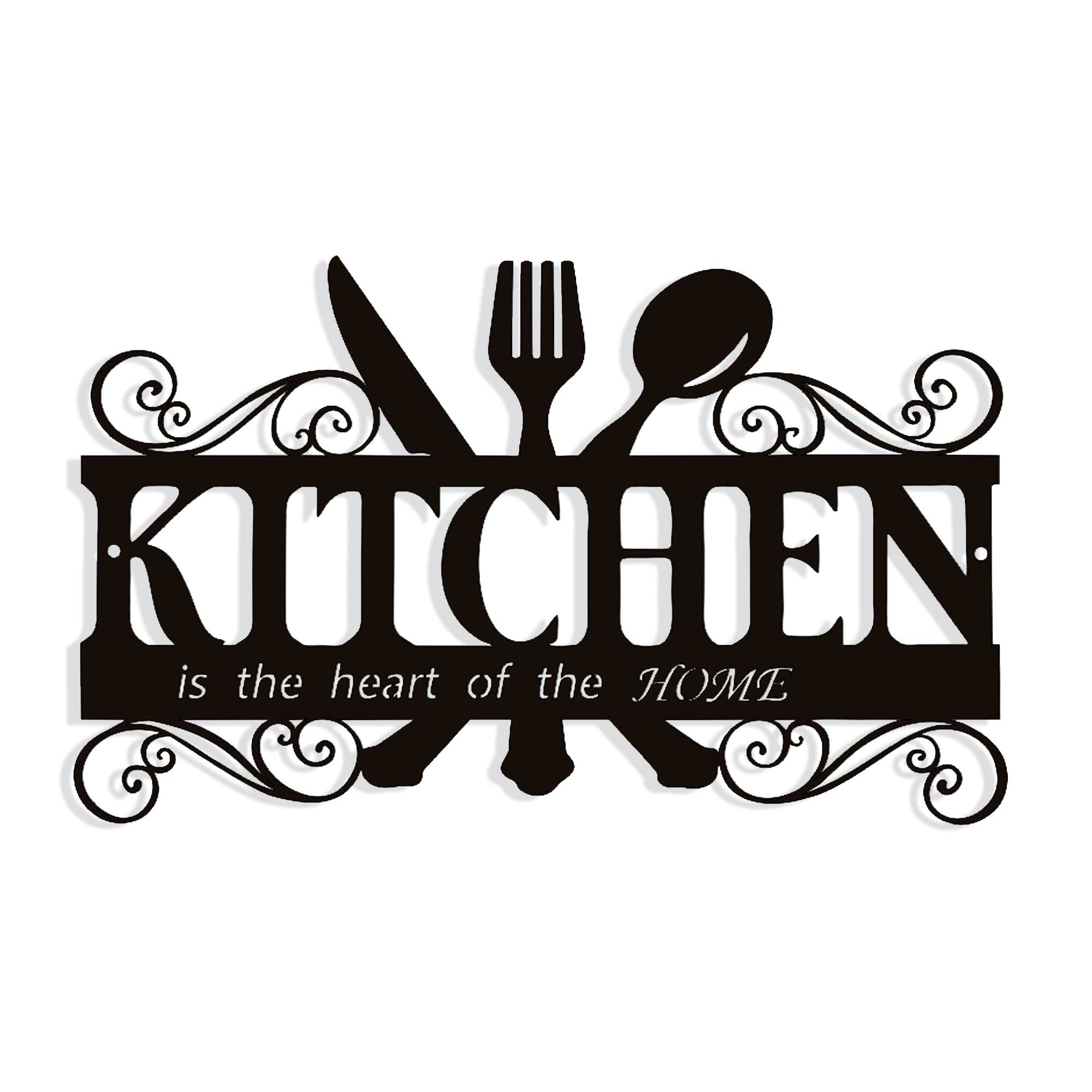 Metal Rustic Kitchen Decor Signs Decoraions For Wall, Country Farmhouse Decoration for Dining Room, 13.8 x 8.8 Inches (Black)