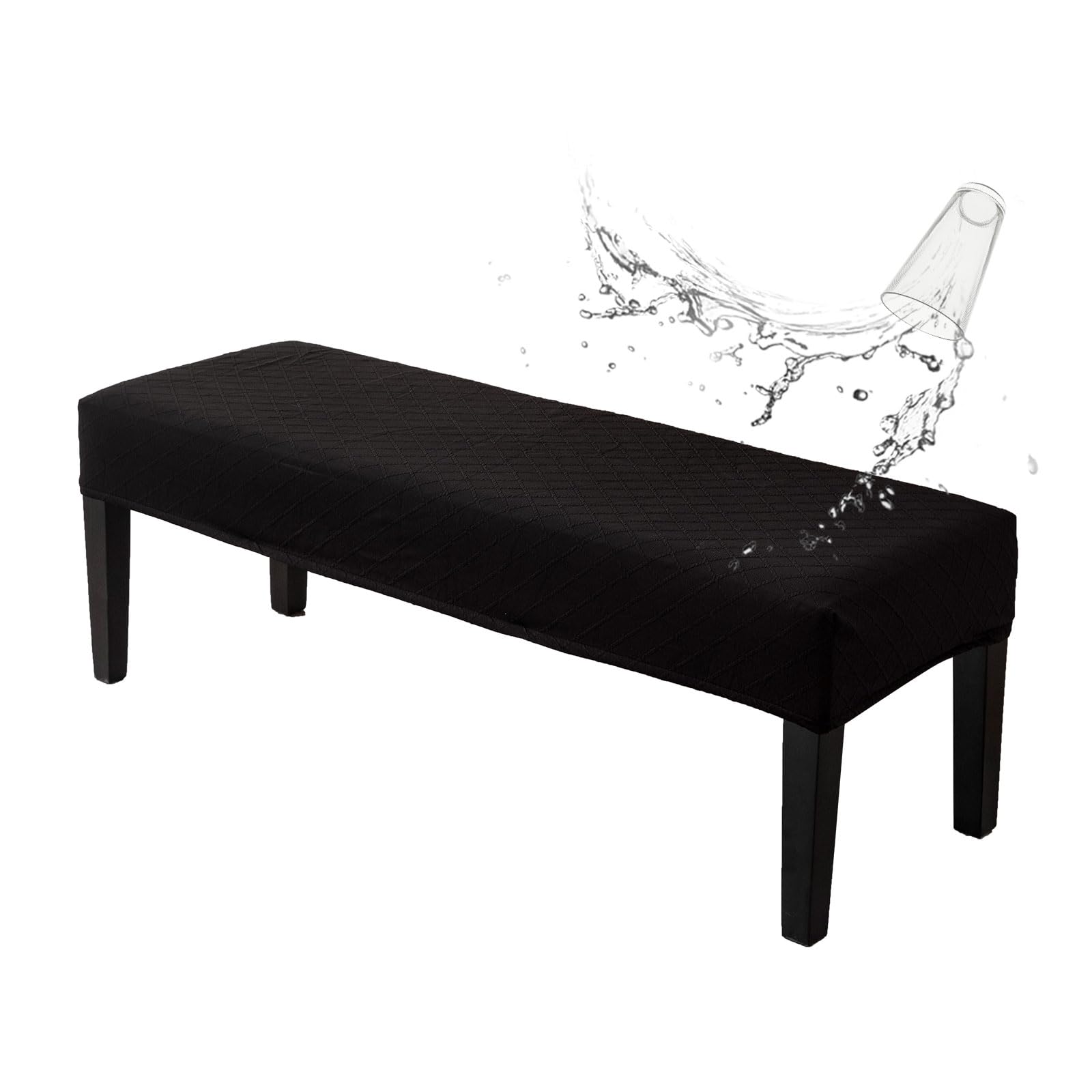 Genina Stretch Dining Bench Covers, Waterproof Stretch Jacquard Bench Seat Protector Cover, Rectangular Bench Cover For Bedrooms, Living Rooms, Kitchens, Removable, Washable