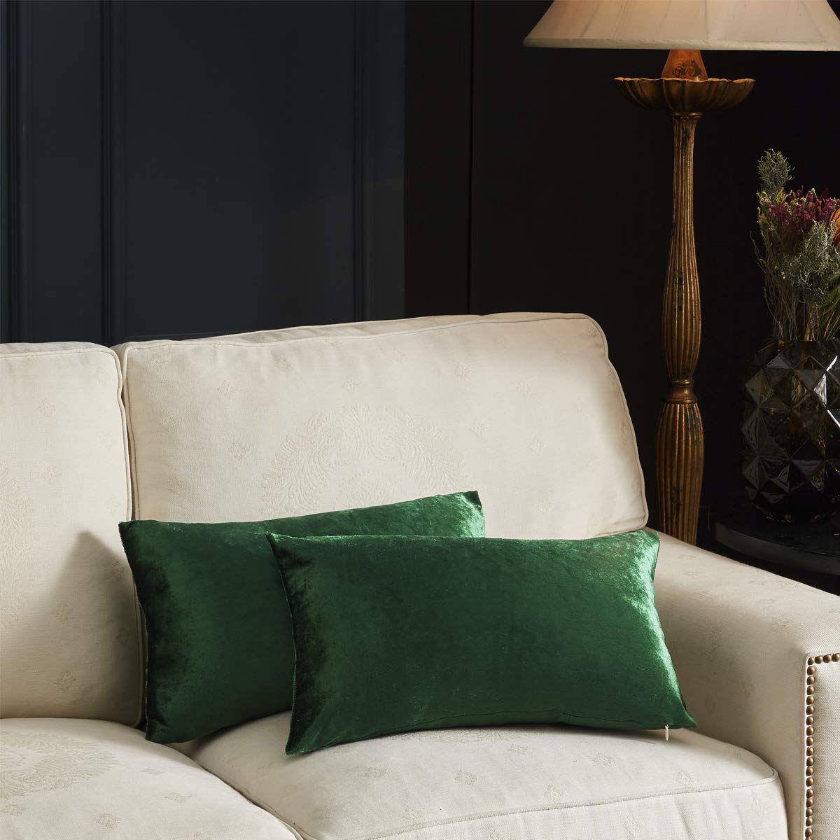 Gigizaza Decorative Throw Pillow Covers 18 X 18, Set Of 2 Forest Green Soft Pillow Covers Velvet,Christmas Decor Square Cushion