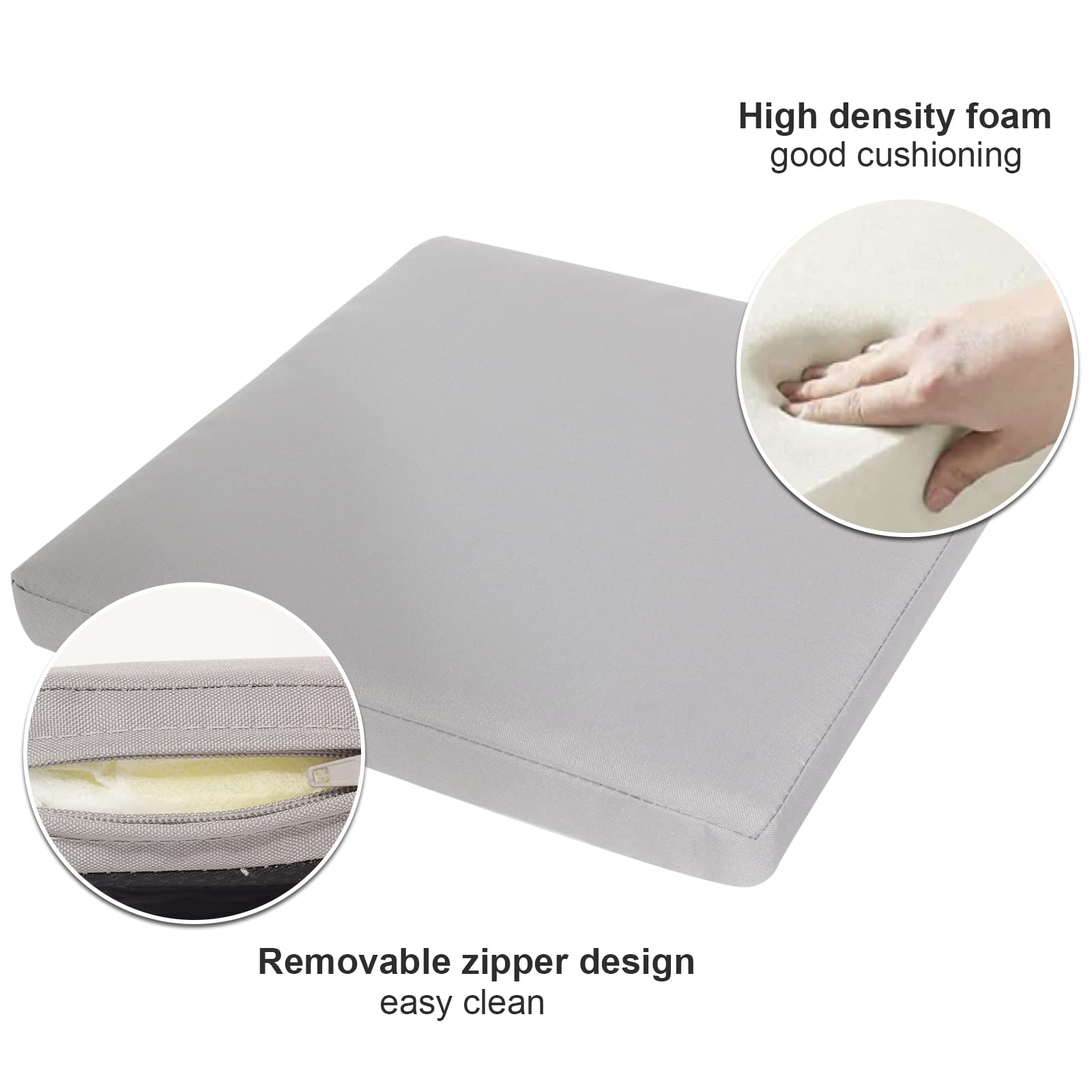 Gueglsa Indoor Outdoor Bar Stool Cushions 12X12 Inch,Non Slip Square Seat Pad With Straps,Waterproof Fade Resistant Small Metal