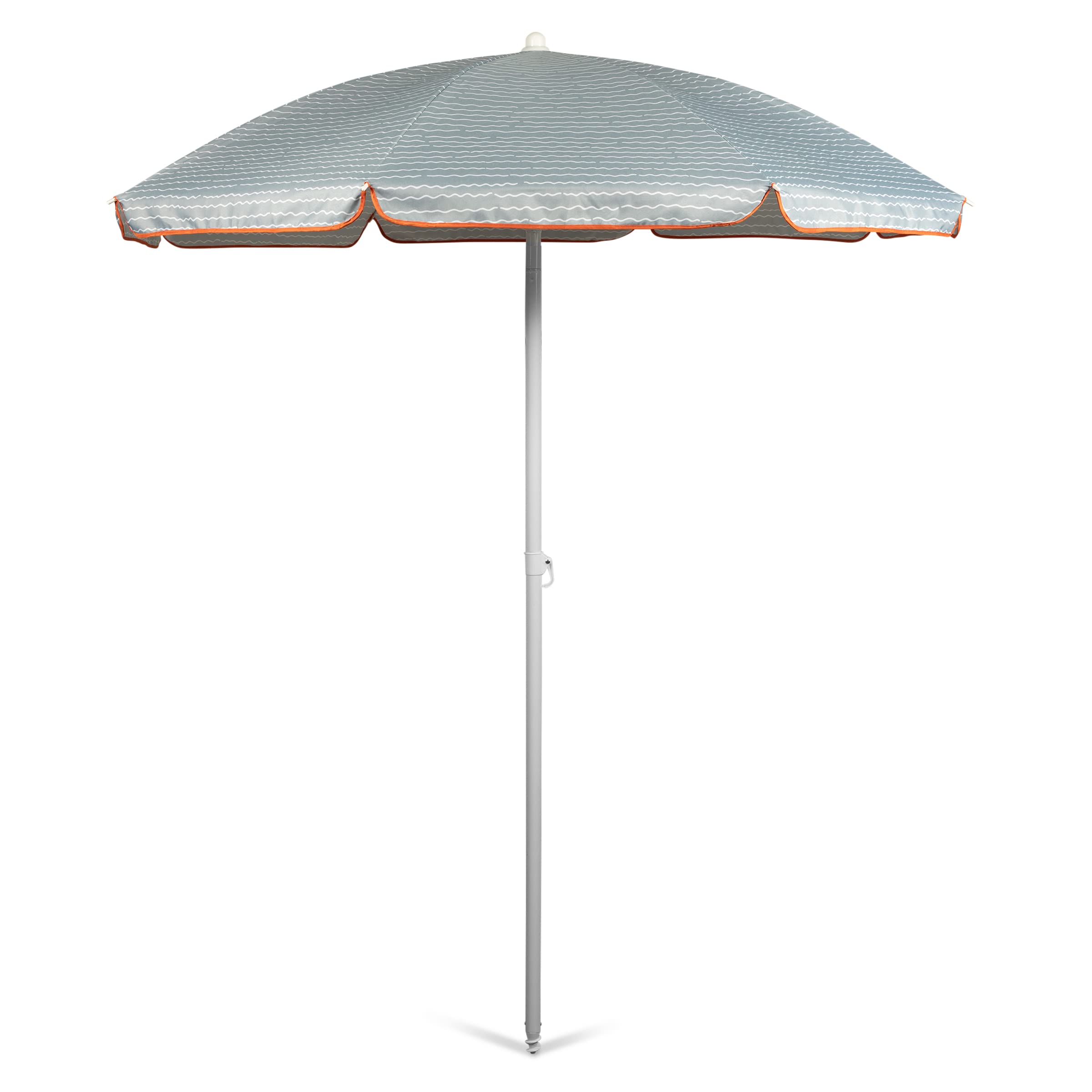 Oniva - A Picnic Time Brand Outdoor Canopy Sunshade Beach Umbrella 5.5' - Small Patio Umbrella - Beach Chair Umbrella, (Wave Break Gray Pattern)