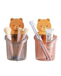 NAMASVI ENTERPRISE Teddy Bear Toothbrush Holder WallMounted, Cute Bear Storage Cup, Plastic Toothpaste Rack Punch Toothbrush Cu