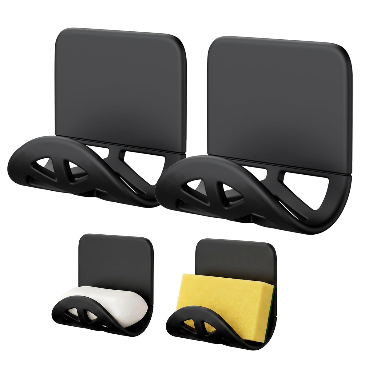 Nearockle 2Pack Silicone Sponge Holder for Kitchen SinkBlack