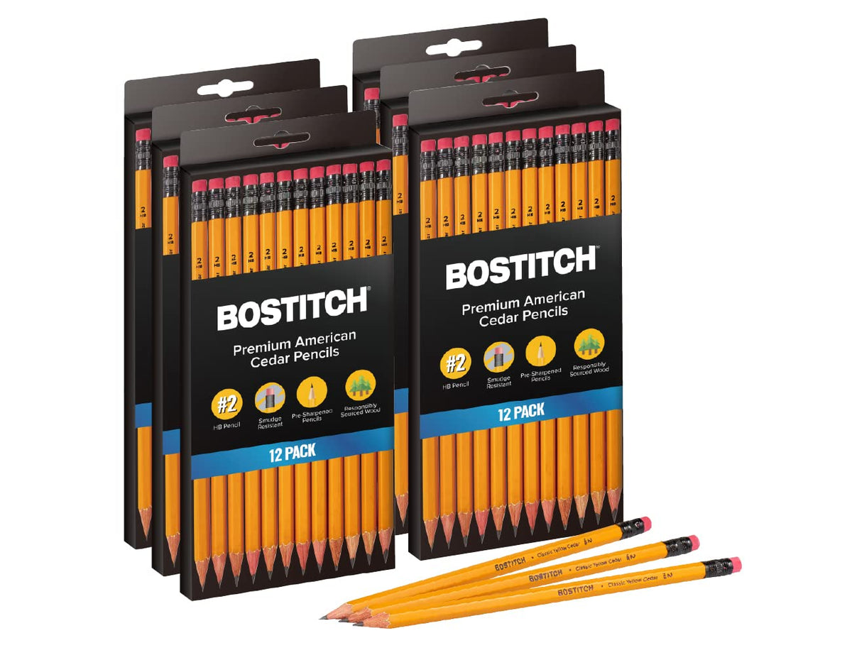 Bostitch Office Premium #2 Pencils, American Cedar Wood, Pre-Sharpened, Hb Graphite, 72-Pack