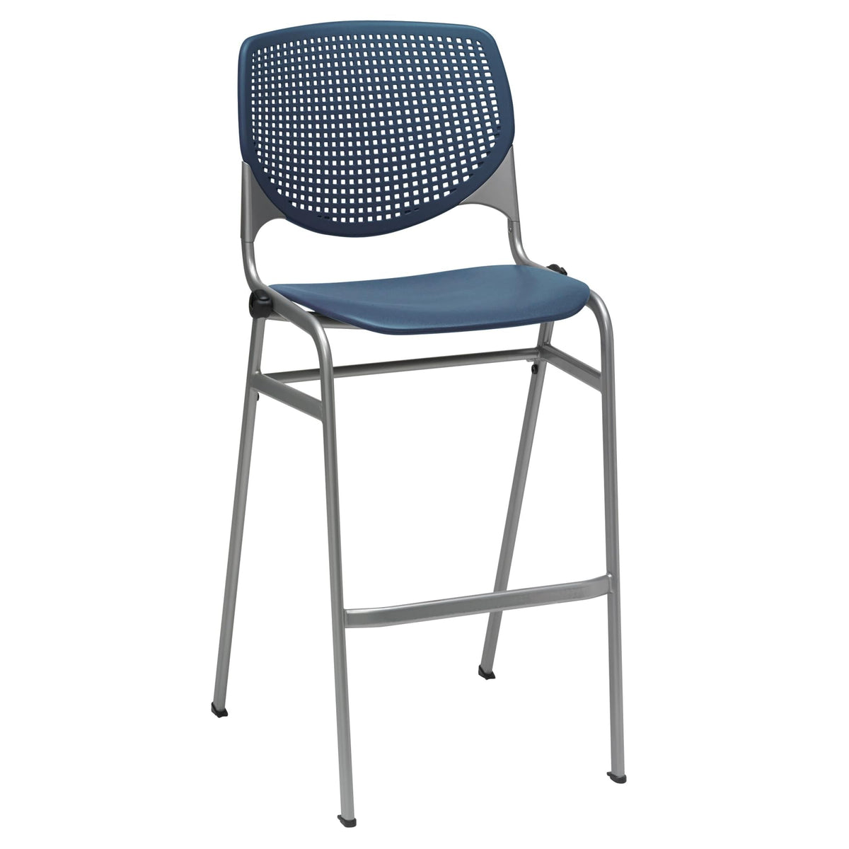 Kfi Seating Kool Series Polypropylene Bar Stool With Perforated Back, Navy Finish