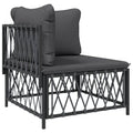 vidaXL Patio Middle Sofa-Anthracite Woven Fabric with Dark Gray Cushions-Outdoor Garden Seating-Modular Design-Sturdy Steel Fram