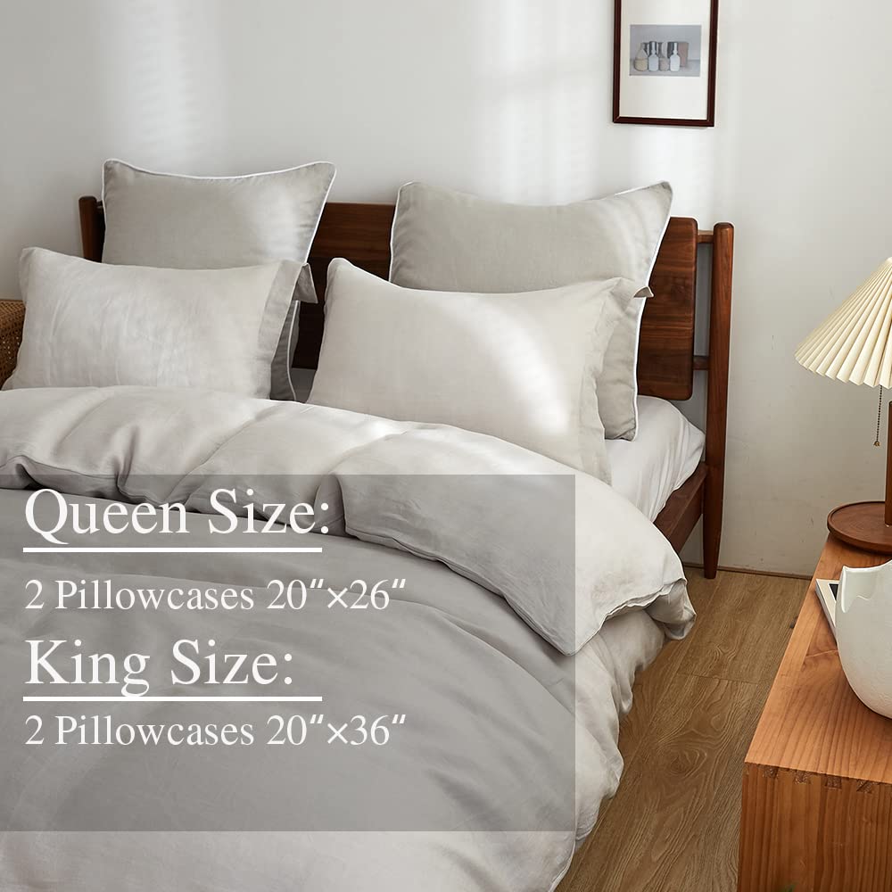 Simple&Opulence 100% Belgian Linen Pillow Shams -Set Of 2, King Size - Basic Style Breathable Pure Linen Suitable For Home - Soft And Durable With Envelope Closure (20''X 36'', Grey)