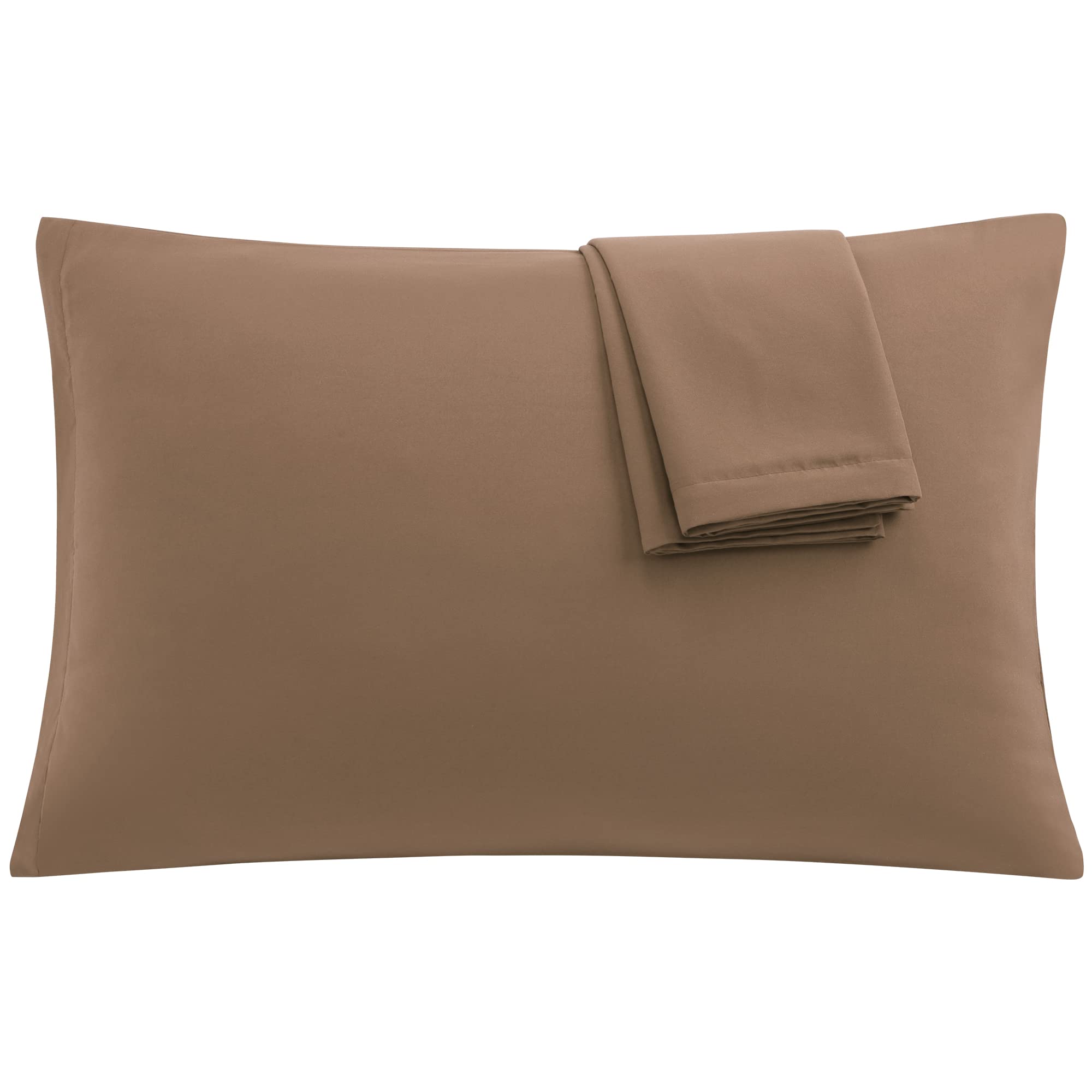 Uxcell 2 Pack Pillow Cases Soft 1800 Series Microfiber Pillowcases Set With Zipper Queen(20'X30') Brown