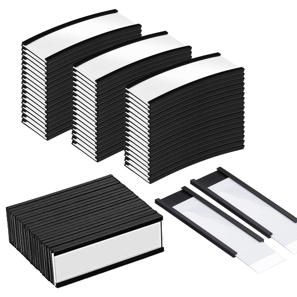 50 Pcs Magnetic Data Card Holders Magnetic Labels With 50 Magnets And 50 Cards For Metal Shelving, Metal Racks, Metal Mailboxes