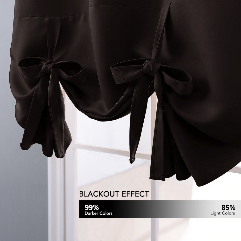 Nicetown Balloon Blind Curtain For Doors - Tie Up Shade Blackout Curtain For Bedroom Window/Thanksgiving (Toffee Brown, Rod Pock