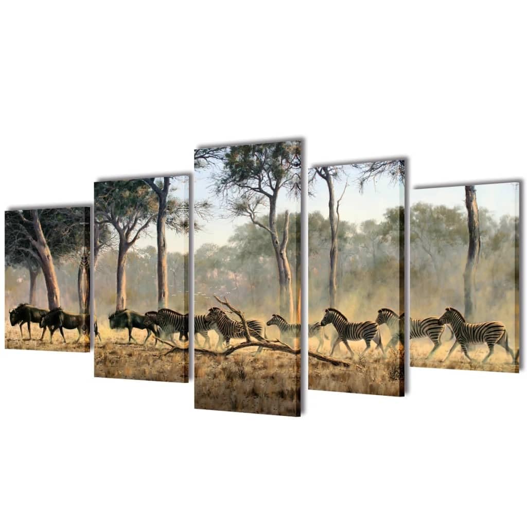 vidaXL Canvas Wall Print Set Zebras 39&quot; x 20&quot;