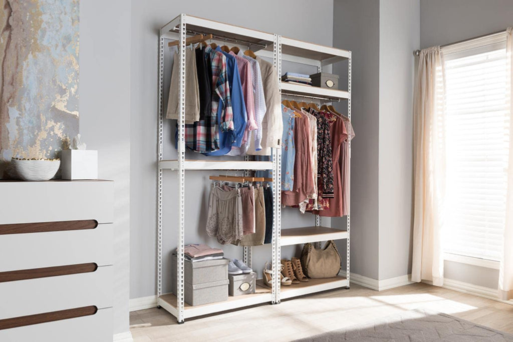 Baxton Studio Gavin 7 Shelf Metal Closet Storage Organizer in White