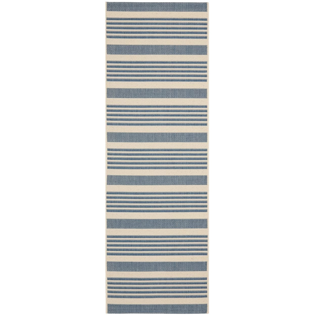 SAFAVIEH Courtyard Collection 2'3' x 18' Beige/Blue CY6062 Stripe Indoor/ Outdoor Patio Backyard Mudroom Runner Rug