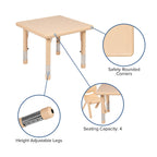 Flash Furniture 24' Square Natural Plastic Height Adjustable Activity Table Set With 4 Chairs