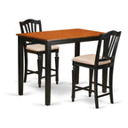 East West Furniture Yarmouth 3 Piece Kitchen Counter Height Set Contains a Rectangle Dining Room Table and 2 Linen Fabric Upholstered Chairs, 30x48 Inch, Black & Cherry