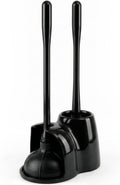 2in1 Black Toilet Brush and Plunger Set with Holder  Compact Bathroom Cleaning Combo, Strong Rubber Plunger & Stiff Bristle B