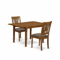 East West Furniture MLPL3-SBR-C 3 Piece Dinette Set for Small Spaces Contains a Rectangle Dining Table with Butterfly Leaf and 2 Linen Fabric Upholstered Chairs, 36x54 Inch, Saddle Brown