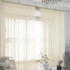 Window Light Yellow Sheer Curtains 130 Inches Long 2 Panels Sheer Curtain Basic Rod Pocket Panel For Bedroom Children Living Roo