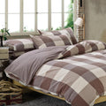 Nsnlgsgc Khaki Plaid Cotton Duvet Cover Set Twin, Rust Buffalo Checkered Washed Cotton Bedding Set,Caramel Plaid Durable & Breat