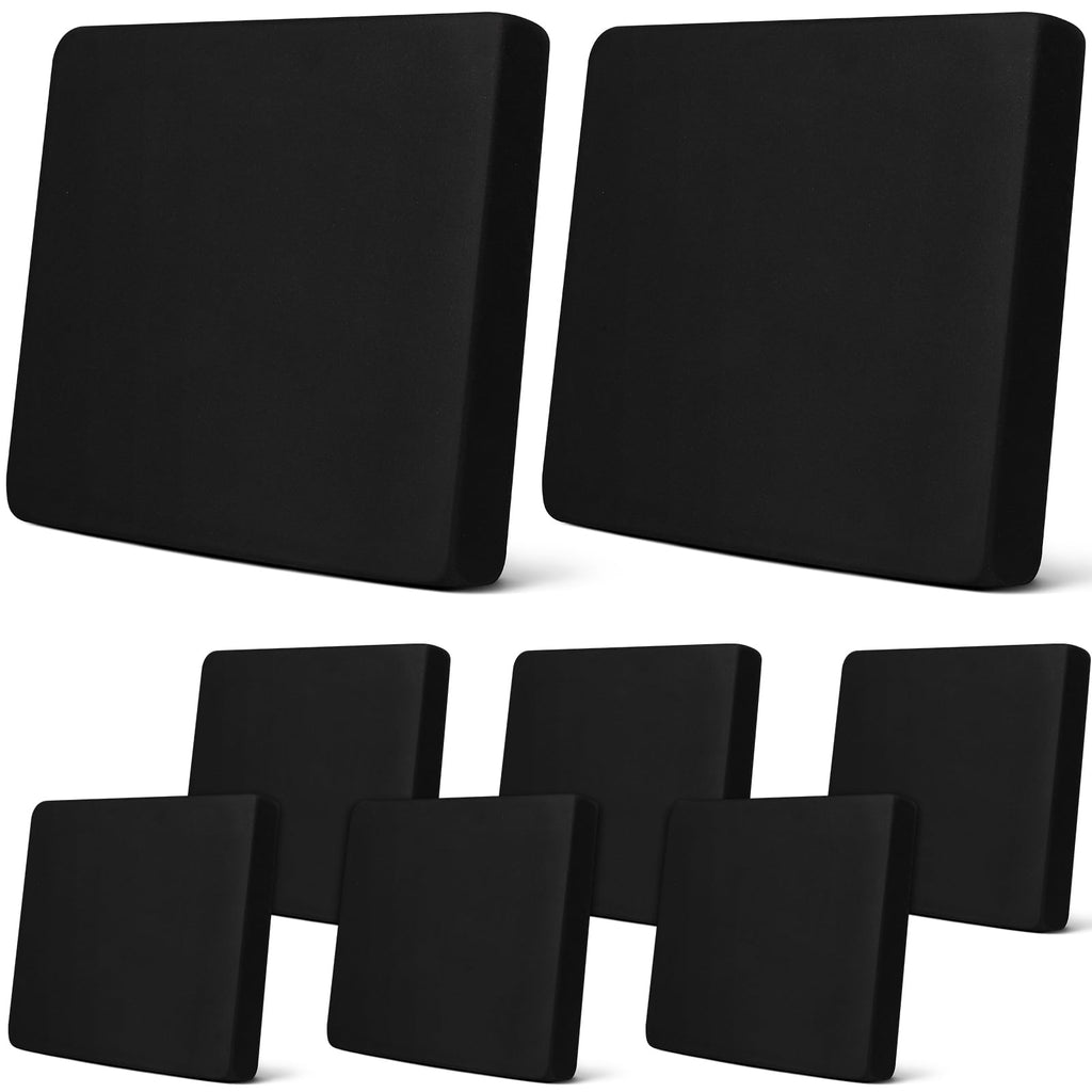 Newwiee 8Pcs Patio Cushion Covers Stretch Outdoor Cushion Cover Replacement For Patio Furniture Sofa Couch Slipcovers, Soft Flexibility Washable Furniture Protector(Waterproof Pure,Black)