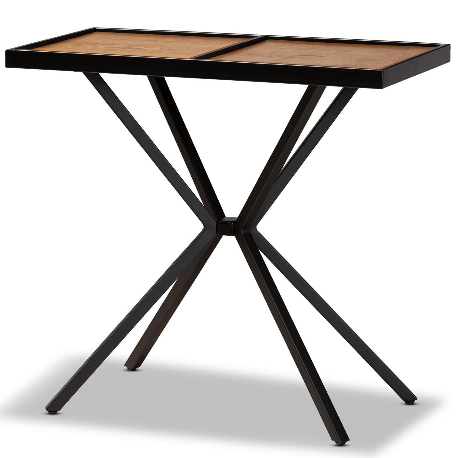 Baxton Studio Walnut Finished Wood And Black Finished Metal Console Table