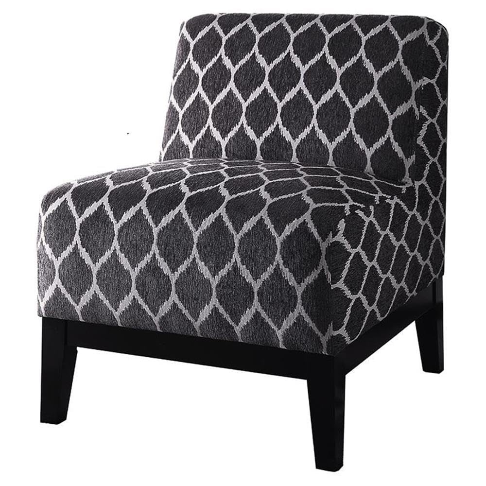 Acme Hinte Chenille Upholstery Armless Accent Chair in Dark Blue and Dark Brown