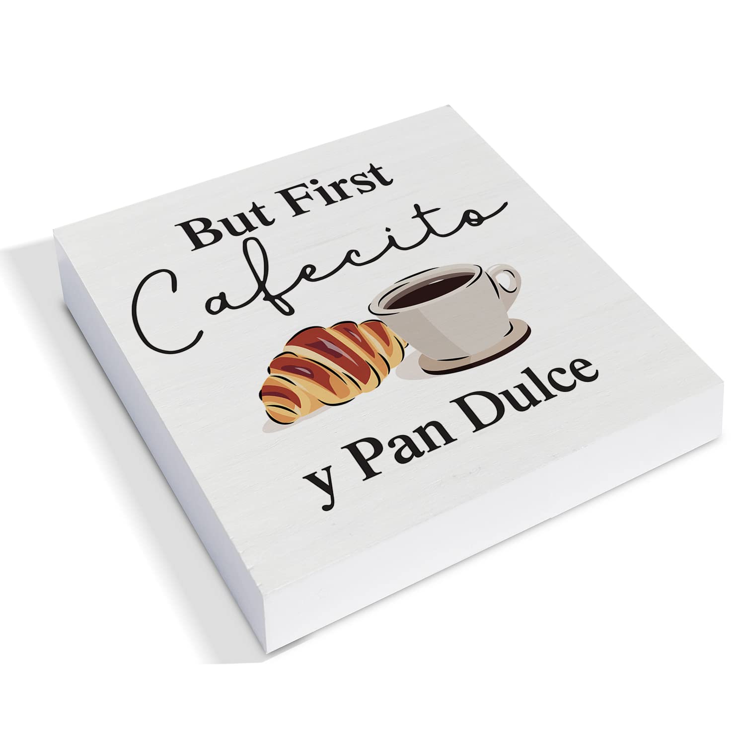 Country But First Cafecito Y Pan Dulce Wood Box Sign Decor Desk Sign Coffee Bar Wooden Box Block Sign Rustic Home Kitchen Shelf