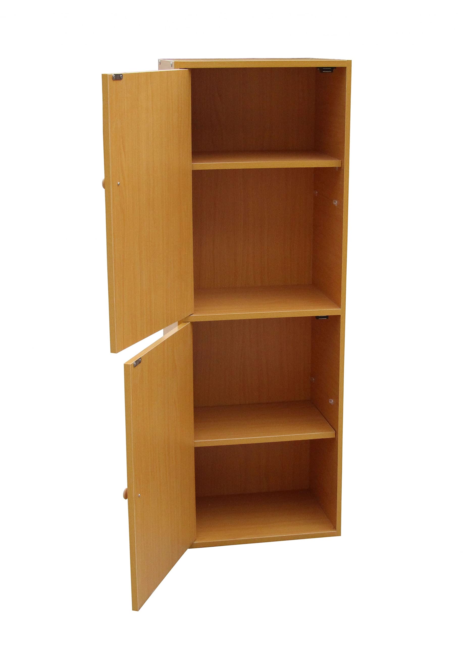 HomeRoots Wood Standard Natural Two Door Verticle Adjustable Book Shelf