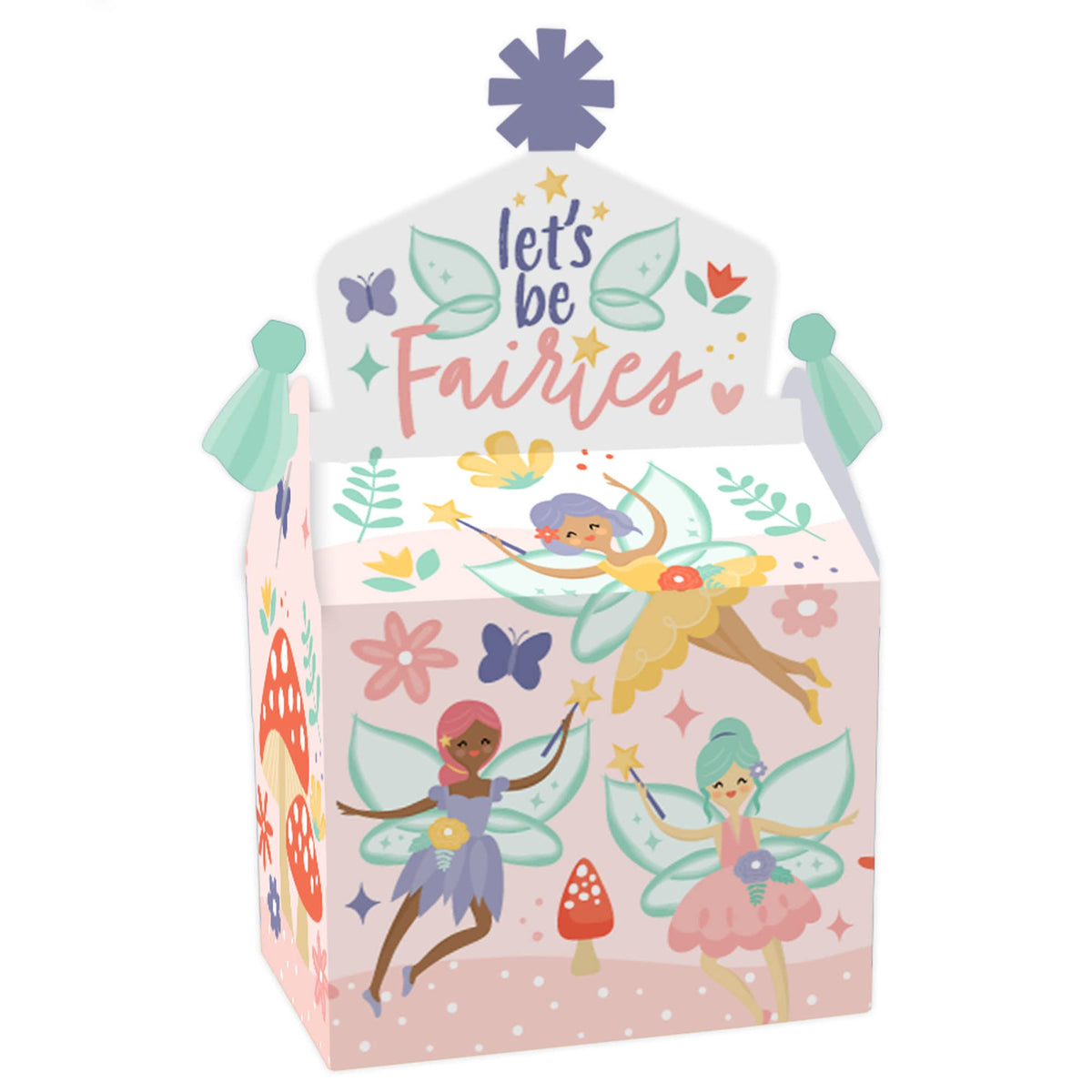 Big Dot of Happiness Lets Be Fairies - Treat Box Party Favors - Fairy Garden Birthday Party Goodie Gable Boxes - Set of 12