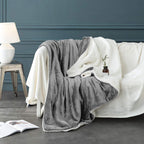 Lbro2M Sherpa Blanket Super Soft Fuzzy Plush Warm Cozy Fluffy Throw Reversible Luxurious Blankets (Queen(90X90 Inches), Grey)