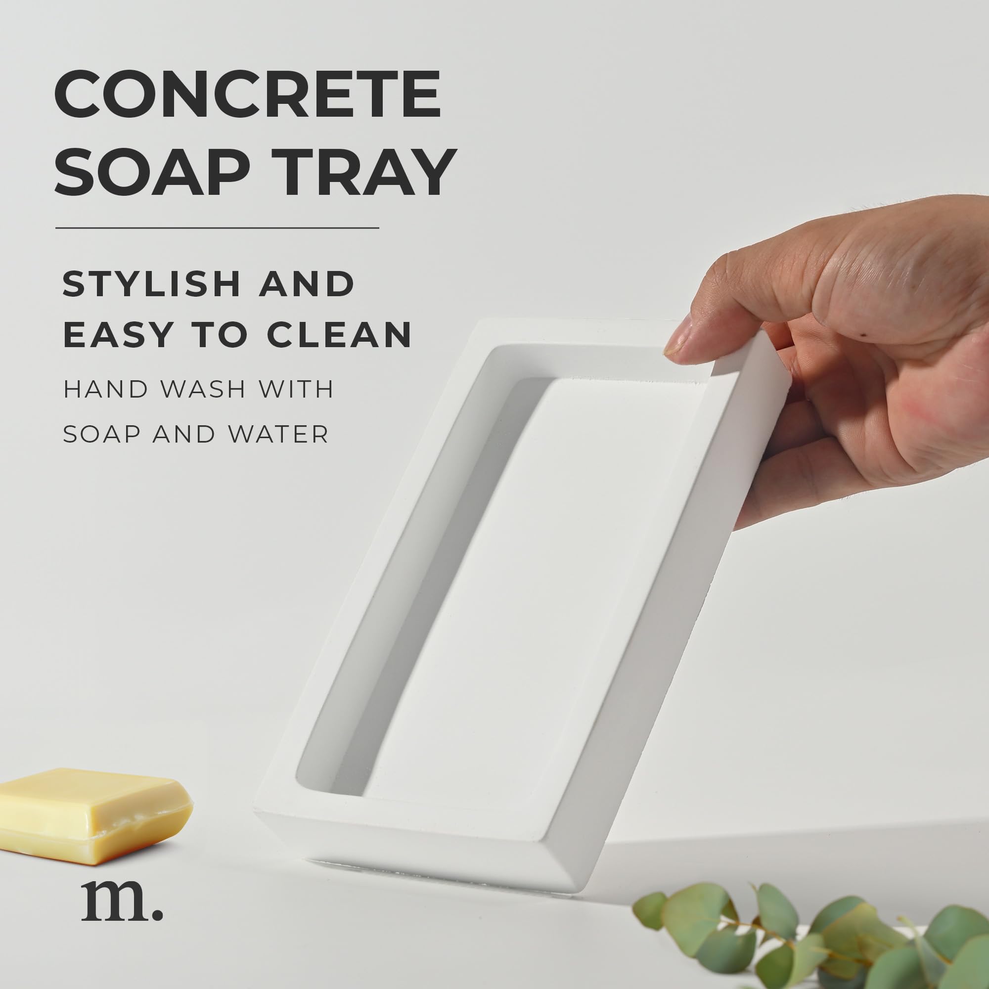 Maisonovo Concrete Tray | White-Sink Tray For Bathroom Countertop | Soap Dispenser Tray | Bathroom Trays For Counter | Soap Tray