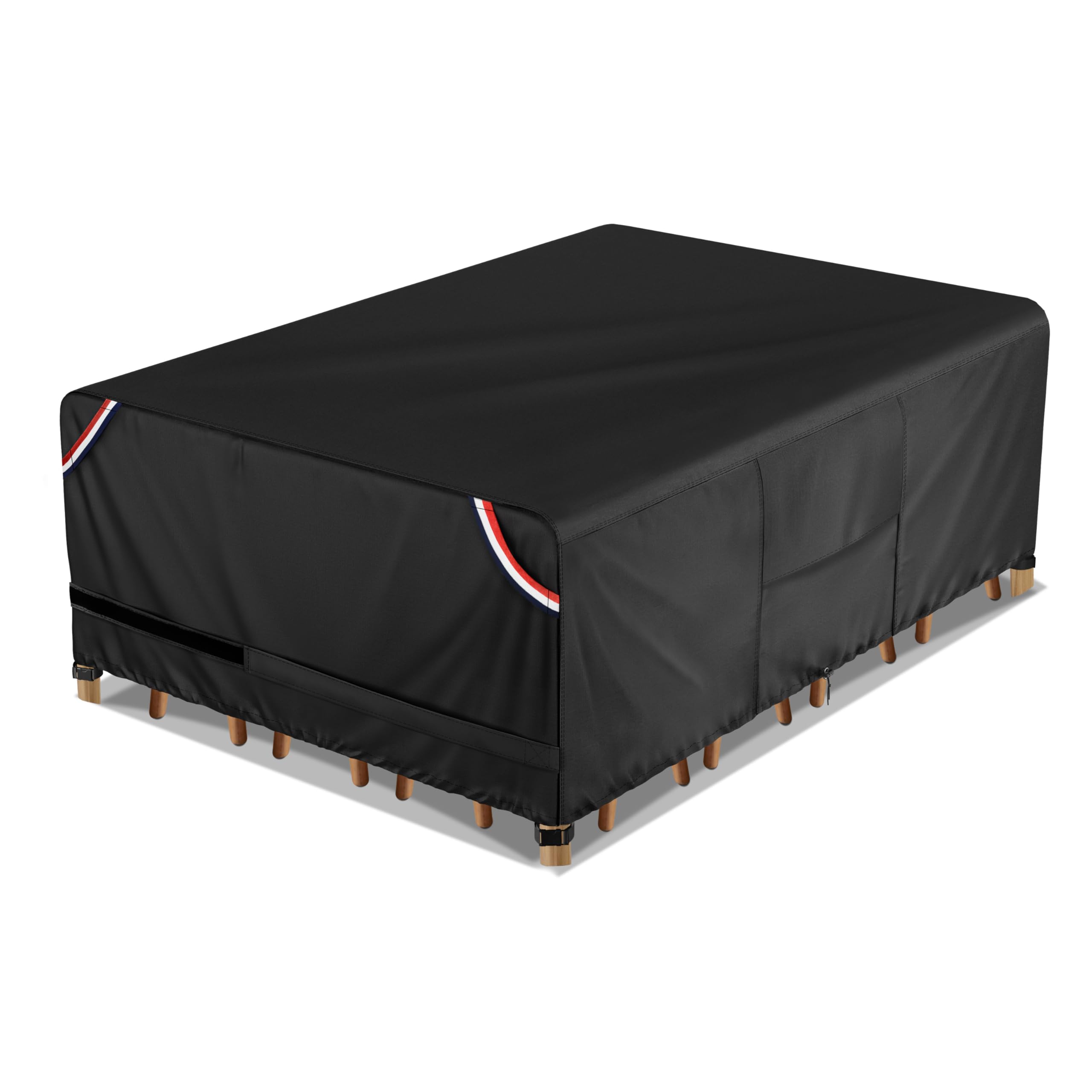 Kylinlucky 600D Heavy Duty Rectangular Table Cover 96 X 74 Inches - Waterproof Outdoor Dining Set Protector For Patio Furniture