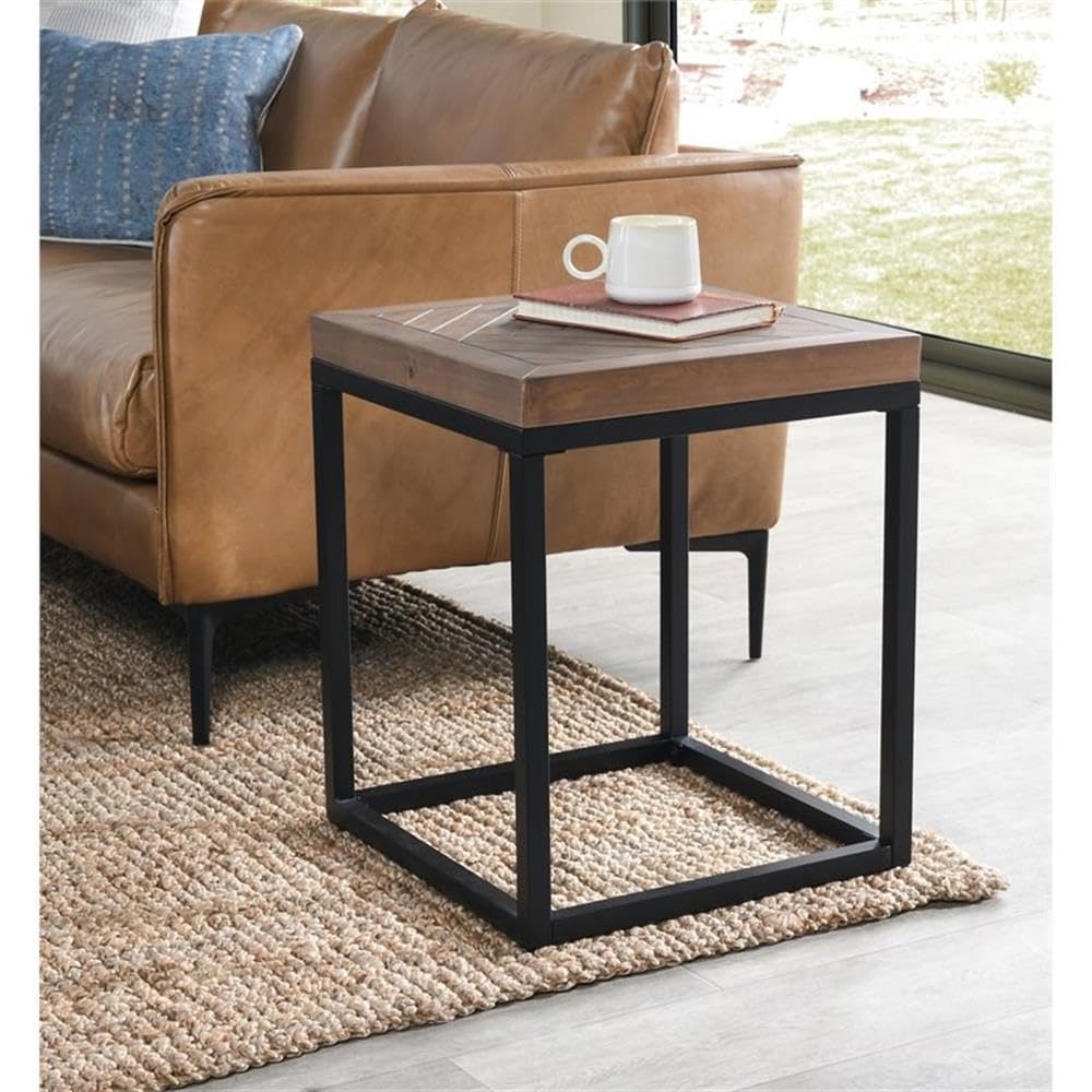 Kosas Home Chantel 22X18 Square Solid Pine Wood End Table In Brown/Black