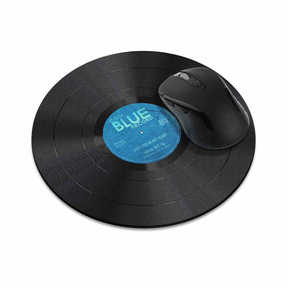 Wirester Non-Slip Round Mousepad, Vintage Vinyl Record Blue Mouse Pad For Home, Office And Gaming Desk