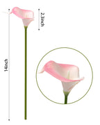 Duhouse 20Pcs Artificial Calla Lily Flower Real Touch Latex Flowers For Diy Wedding Bouquet Party Home Decor (White Pink)