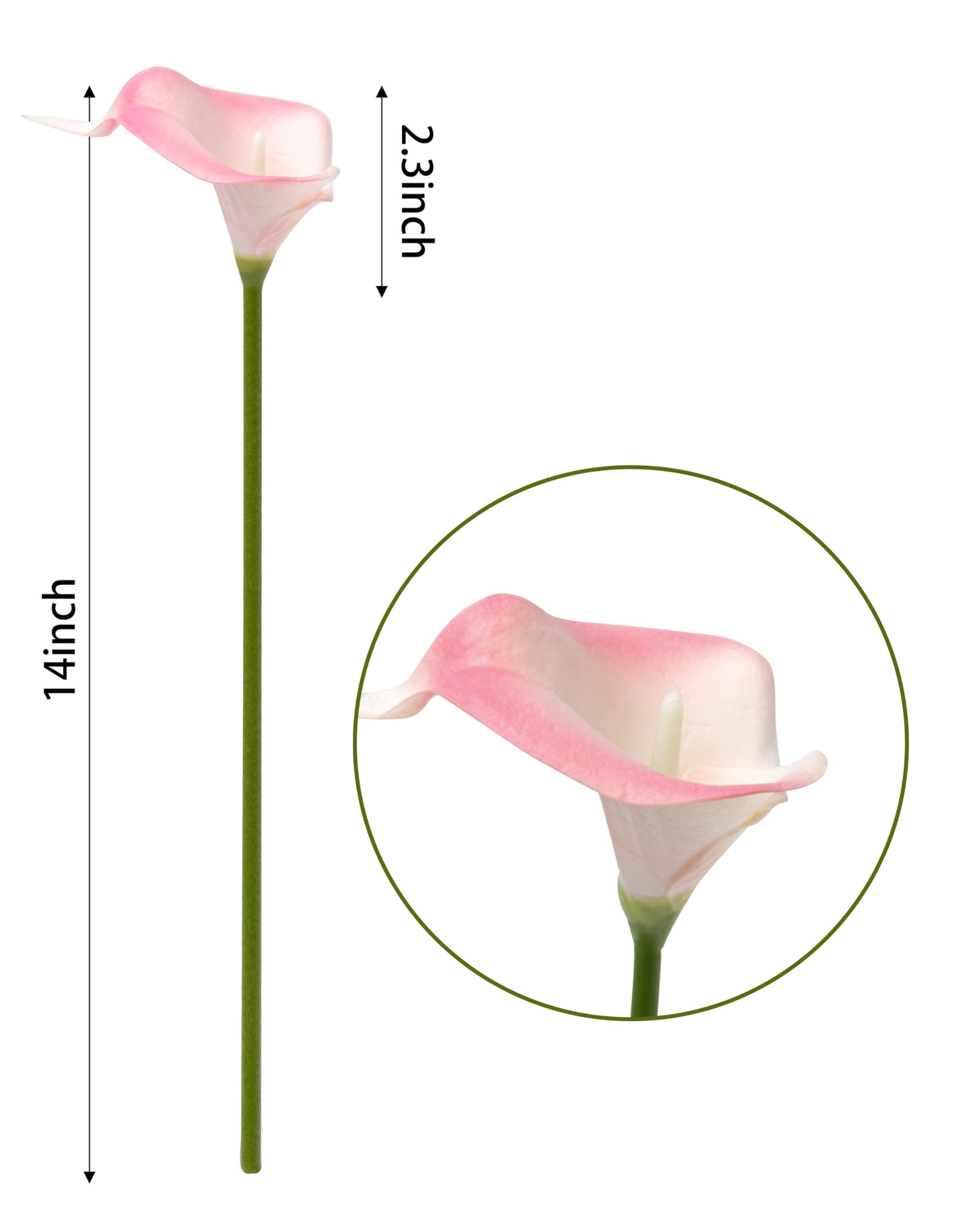 Duhouse 20Pcs Artificial Calla Lily Flower Real Touch Latex Flowers For Diy Wedding Bouquet Party Home Decor (White Pink)